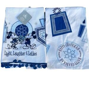 Disney Mickey Mouse Happy Chanukah White & Blue dish towel set NEW